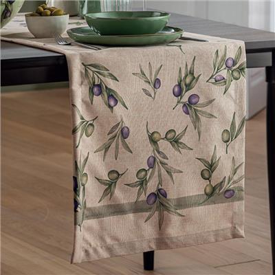 Olyvia Stain Resistant Table Runner Natural