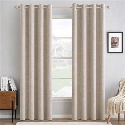 Amazon.com: MIULEE 100% Blackout Linen Textured Curtains for Bedroom Solid Thermal Insulated Natural Grommet Room Darkening Curtains & Drapes Luxury D