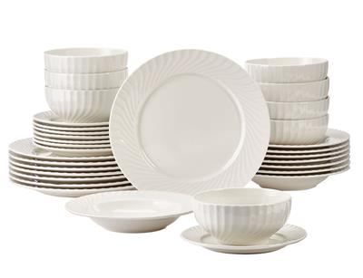 CANVAS Milliken Embossed Stoneware Dinnerware Set, White, 32-pc