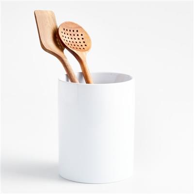 Aspen White Ceramic Kitchen Utensil Holder   Reviews | Crate & Barrel