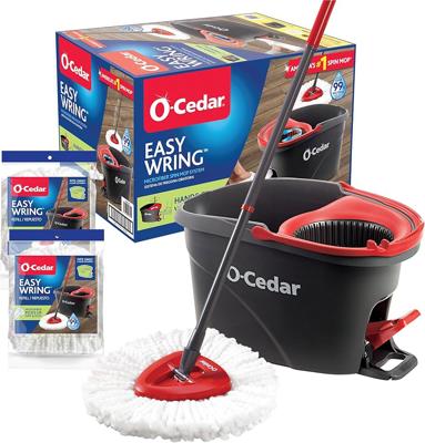 Amazon.com: O-Cedar EasyWring Microfiber Spin Mop & Bucket Floor Cleaning System + 2 Extra Refills, Red/Gray : Health & Household