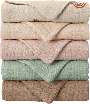 Meng Jiaran 5 Pack Baby Muslin Cloths 100% Cotton Muslin Squares 23x22cm Baby Burp Cloths With Hanging Loop Essentials For Newborn Wiping Feeding : Am