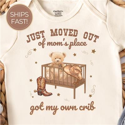 Western Just Moved Out of Moms Place Baby ONESIE® Cowboy Cowgirl Got My Own Crib Outfit Neutral Western Baby Shower Gift Cute Newborn Shirt - Etsy