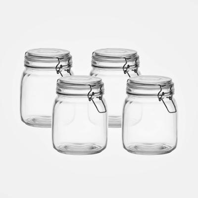 Salisbury & Co Old Fashioned Clip Top Jar 1L Set of 4 | Kitchen Warehouse
