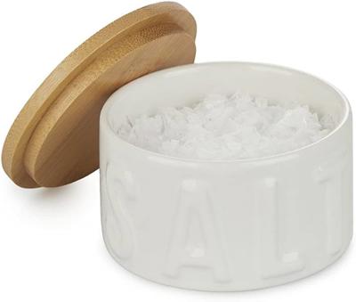 Balvi Flake salt cellar Salt White colour With bamboo cap Ceramic/Bamboo : Amazon.co.uk: Home & Kitchen