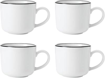 MIKASA Limestone Porcelain Mug Set, 4X Porcelain Mugs with Black Rim for Tea and Coffee, 360ml| Gift Boxed & Dishwasher Safe : Amazon.co.uk: Home & Ki