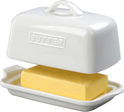 Butter Dish Fits Either a Whole 250g or a Full 500g UK Butter Block, Large Ceramic Butter Container for Countertop, Porcelain Butter Storage, JSHKY, C