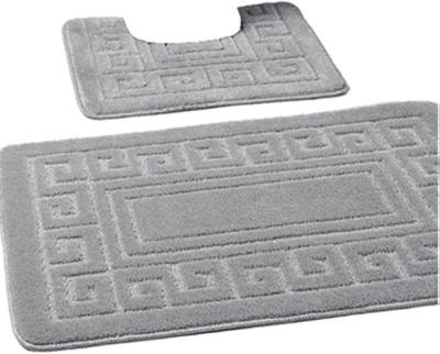EDS Luxury 2 Piece Greek Bath Mat Set Non Slip Ultra Soft Bathroom Mats Water Absorbent Bath Mats Machine Washable Rug Toilet Mat for Bathroom Floor (