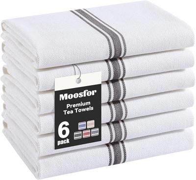 Moosfor 100% Organic Cotton Tea Towels Extra Large, Highly Absorbent Soft Dish Cloths, Lint Free Quick Drying kitchen Towel, Premium Dish Towels for K