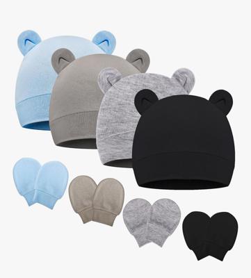 Amazon.com: Newborn Baby Hats and Mittens Set Bear Ear Baby Beanie No Scratch Cotton Infant Caps Gloves Newborn Hats for Boys Girls : Everything Else