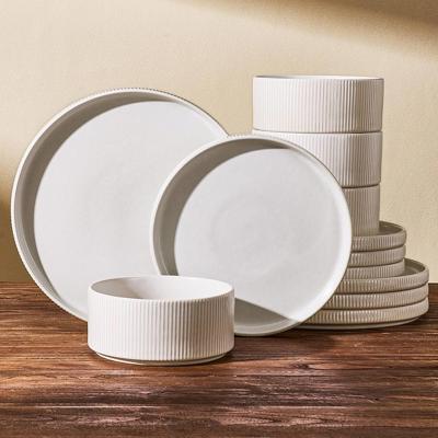 Amazon.com | Stoneware Dinnerware Sets, Handcrafted Double Reactive Glaze Plates and Bowls for Everyday & Formal Dining, Microwave & Dishwasher Safe,