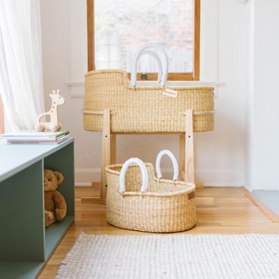 Signature Bilia Bassinet & Doll Basket Combo: Natural - White Leather – Design Dua.