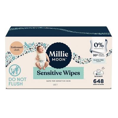 Millie Moon Sensitive Wipes - 648ct: Whole Body, Contains Aloe, Alcohol-Free, Hypoallergenic : Target