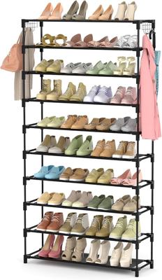 Amazon.com: LANTEFUL 10 Tiers Shoe Rack 50 Pairs Large Capacity Tall Shoe Organizer Sturdy Shoe Storage with Two Hooks Space Saving Metal Wide Shoe Ra