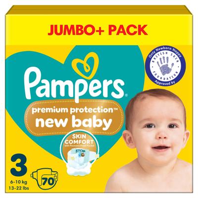 Pampers Premium Protection New Baby Size 3 70 Nappies - Tesco Groceries
