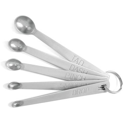 Norpro 5-Piece Mini Stainless Steel Measuring Spoons Set - Tad, Dash, Pinch, Smidgen and Drop - Silv