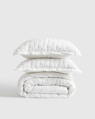 European Linen Dream Quilt Set in White