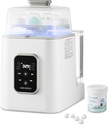Amazon.com: AURAKICH Baby Bottle Washer, Sterilizer & Dryer - All-in-One Pro Cleaning Machine with Fishbone Spray Arm, Self-Cleaning & AUTO Mode, Dual