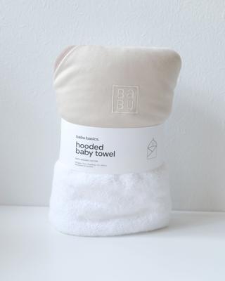 Babu Hooded Baby Towel - Oat Contrast