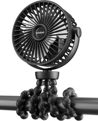 Portable Pram Fan, 5200 mAh Rechargeable Personal Fan, with 360° Rotate Flexible Tripod and TYPE-C Port 3 Speed Small Mini USB Clip-on Fans Can Handhe