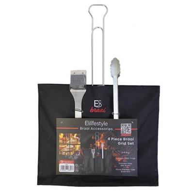 4 Piece Steel Braai Set includes Braai grid, Tong, Brush & Storage Bag | Shop Today. Get it Tomorrow! | takealot.com