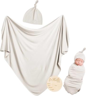 Amazon.com: Rayon Made from Bamboo Newborn Swaddle Blanket Set with Matching Beanie, Super Soft Stretchy Baby Clothes Outfit for Girl Boy, Receiving B