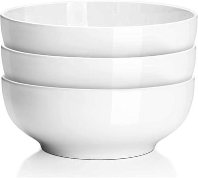 Amazon.com | DELLING 60 Oz Large Serving Bowls Set of 3, 8 Inch White Ceramic Mixing Bowls - Soup Salad Pasta Ramen Bowls for Kitchen, Microwave Dishw