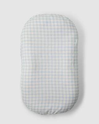 Linen Baby Lounger Soft Blue Gingham - Portable Newborn Lounger Australia | Sable Bebe