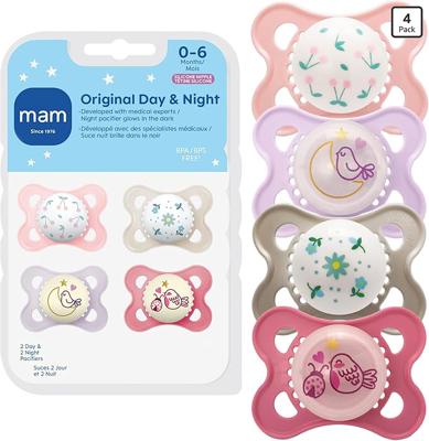 Amazon.com : MAM Original Baby Pacifiers 0-6 Months, Binky for Newborn Babies, BPA-Free Skin Soft Silicone Nipple, Glows in The Dark, Developed with M
