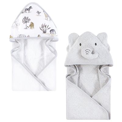 Hudson Baby Cotton Animal Face Hooded Towel, Neutral Safari World, One Size - Neutral Safari World -