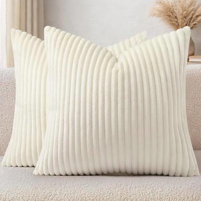 Amazon.com: Simmore Decorative Throw Pillow Covers 18x18 Set of 2, Soft Natural Plush Flannel Double-Sided Fluffy Couch Pillow Covers for Sofa Living