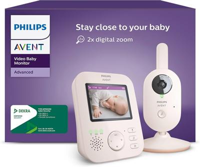 Philips AVENT Philips Baby Monitor with Camera Advanced - DEKRA Certified Private and Safe - 2.8 Inch Display, x2 Zoom, Infrared Night Vision, Lullabi
