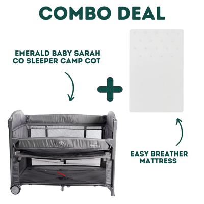 Emerald Baby Sarah Co Sleeper Camp Cot + Easy Breather Mattress (COMBO
 – Babys Closet South Africa