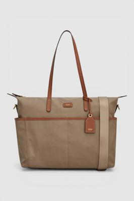 Lilly Nylon Baby Bag - Mushroom/Cognac | Oroton