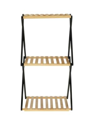 Bamboo 3-Tier Folding Storage Rack with Slatted Shelves – PEP Online