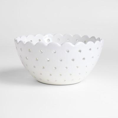 Large White Scallop Eyelet Stoneware Colander by Laura Kim + Reviews | Crate & Barrel