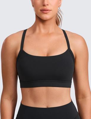 CRZ YOGA Butterlift Cut-Out Cross Back Sports Bras for Women - Medium Impact Adjustable Thin Straps Pilates Padded Gym Tops Black Medium at Amazon Wom