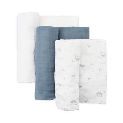 Little Bamboo Muslin Wraps 3 Pack Retro Blue | Baby Bunting AU