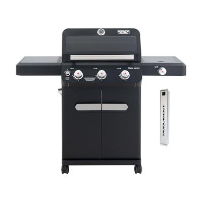 Monument Grills Mesa 3-Burner Propane Gas Grill in Black with Clear View Lid, LED Controls, Smoke Box, and Side Burner M325K - The Home Depot