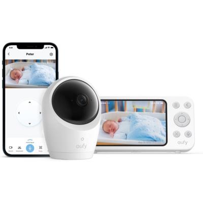 eufy Baby Monitor E20 with 2K Camera, Hybrid Wi-Fi and No Wi-Fi Connection, App and Monitor Control, Ultra-Clear Night View, Pan-Tilt, 4× Zoom, Built-