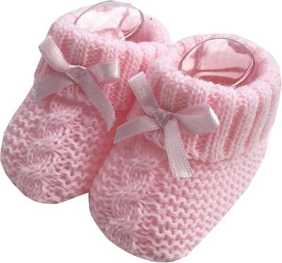 Nursery Time Baby Boys Girls 1 Pair Knitted Booties Soft Newborn Knitted Booties with Bow 116-354 (Blue): Amazon.co.uk: Fashion