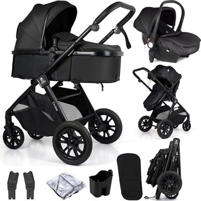 For Your Little One Cruise 3-in-1 Travel System with i-Size Car Seat, Stroller, 13kg Pram, Height Adjustable Handle, Pram, Newborn 0-4 Years Free Rain