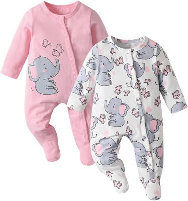 Tearfuty Newborn Baby Girls Rompers Elephant Print Long Sleeve One-Pieces Jumpsuit Pack of 2 0-3M : Amazon.co.uk: Fashion