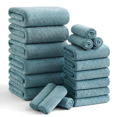 Smuge 18 pcs Bath Towel Sets, Include 6 Bath Sheet Towels, 6 Hand Towels, 6 Washcloths, Soft Microfiber Highly Absorbent Shower Towel for Bathroom Gym