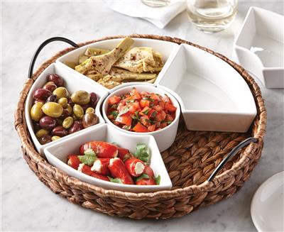 Hyacinth Serving basket with 6 Bowls