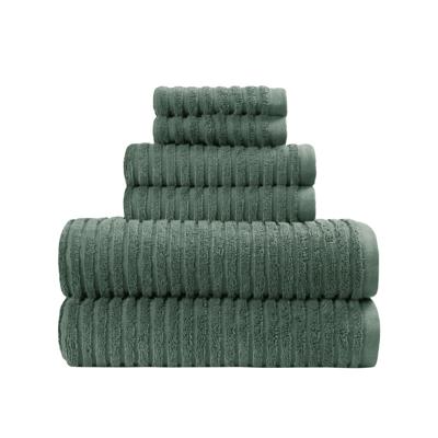 Better Homes & Gardens PowerLoft AIRRICH Cotton 6 Piece Bath Towel Set Green Ash Textured Stripe - Walmart.com