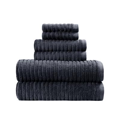 Better Homes & Gardens PowerLoft AIRRICH Cotton Bath Towel Set Greystone Textured Stripe 6 Piece - Walmart.com