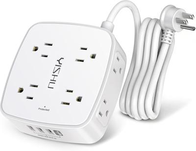 Amazon.com: 6 Ft Surge Protector Power Strip - 8 Widely Outlets with 4 USB Ports, 3 Side Outlet Extender with 6 Feet Extension Cord, Flat Plug, Wall M