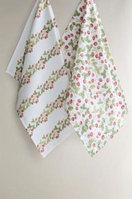 PACK OF COTTON FLORAL KITCHEN TOWELS (PACK OF 2) - White / Red | ZARA United States