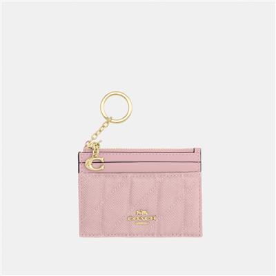 Mini Skinny Id Case In Loved Denim With Quilting And Charm
